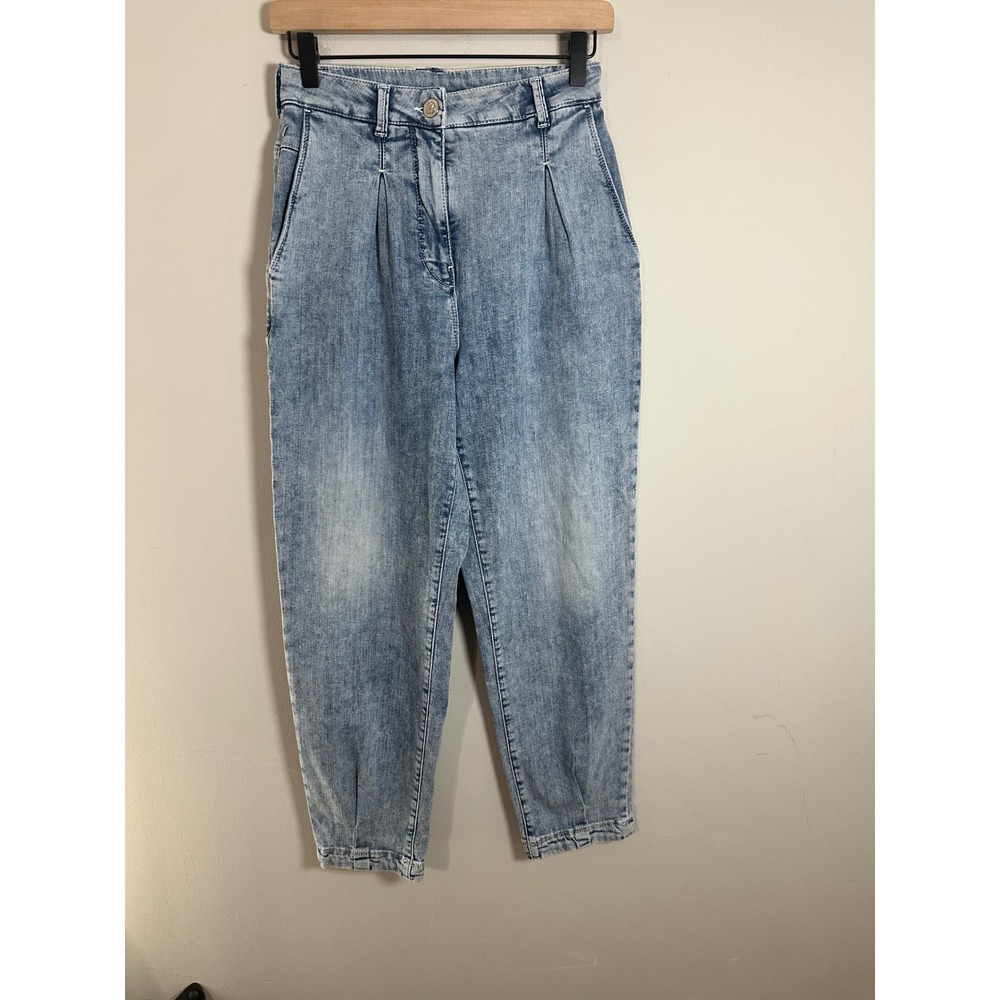 Deep Six Khalesi Light Acid Wash Pleated High Rise Tapered Jeans 29